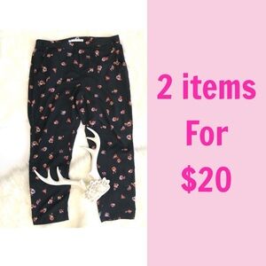 3/$30 Lauren Conrad Black Straight Leg Floral Silky Print Trouser Pants Size 10